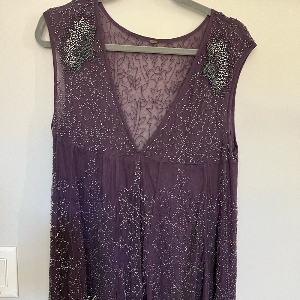 Free People Sheer Beaded Tunic, Sz SM